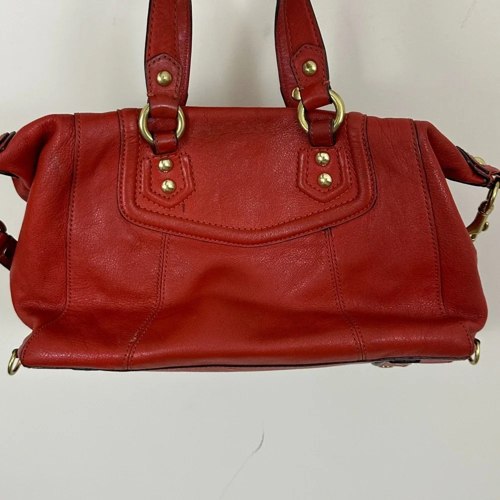 Vintage Coach Ashley Satchel Handbag Womens Red Leather Removable Strap Bag